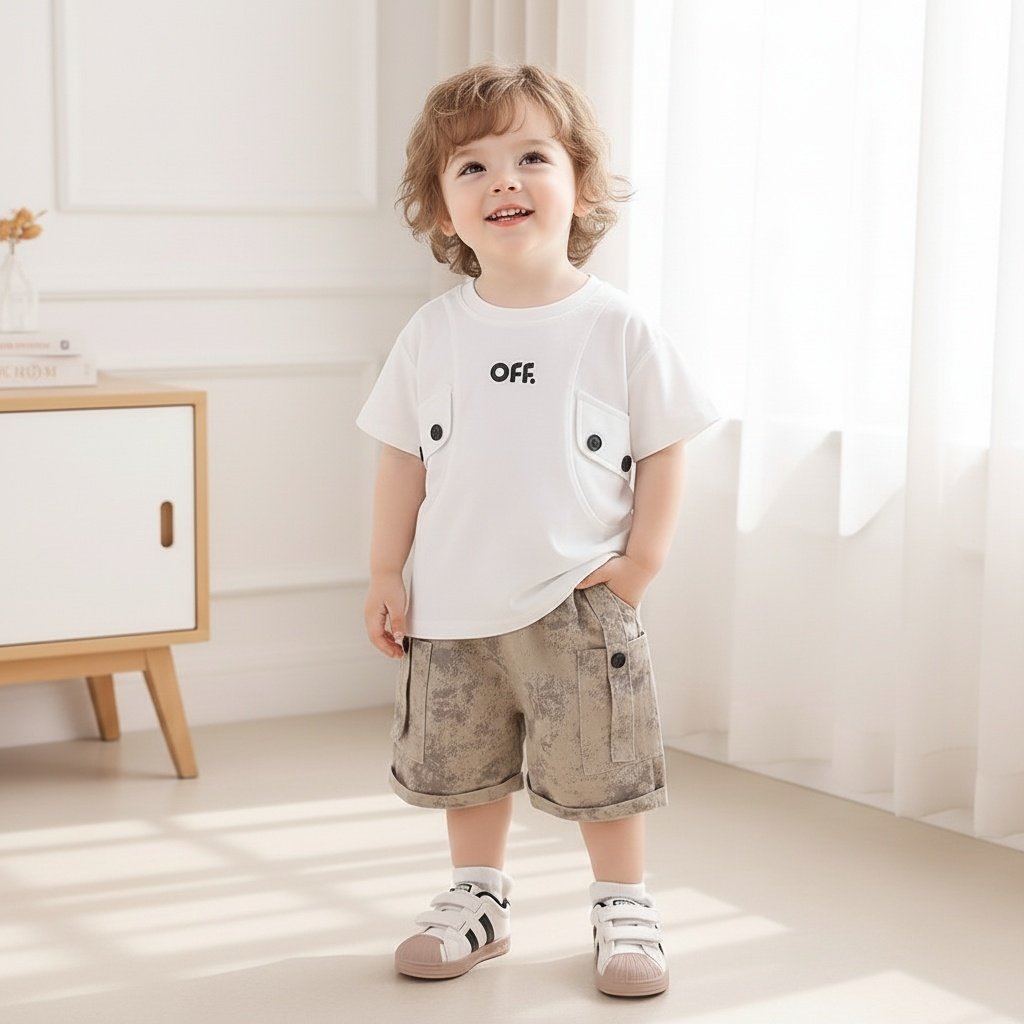 Color blocked short sleeved shorts for baby children's clothing