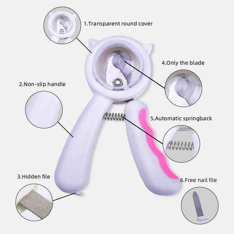 Splash-proof Pet Nail Scissors New Style with File All-in-one Cat and Dog Nail Scissors Safety Pliers