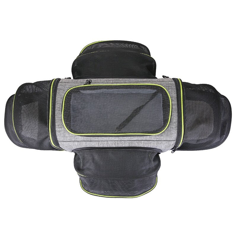 Pet Dog Expandable Carriers Backpack Portable Pet Cat Transport Bag Foldable Mesh Breathable Dog Cat Carriers Car Travel Bag