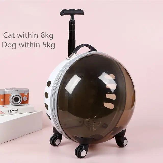 Rolling Pet Travel Trolley with Wheel, Transparent Capsule, Pink, Green, Puppies, Dogs, Cat Carriers Bag, 5-20Kg