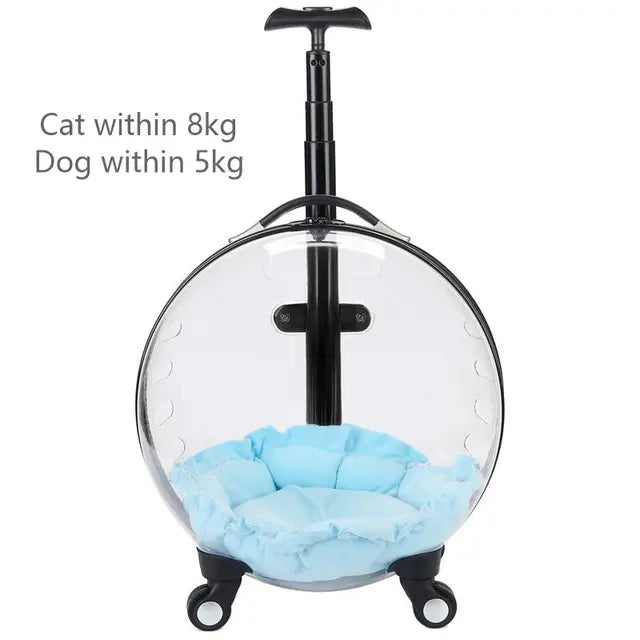 Rolling Pet Travel Trolley with Wheel, Transparent Capsule, Pink, Green, Puppies, Dogs, Cat Carriers Bag, 5-20Kg