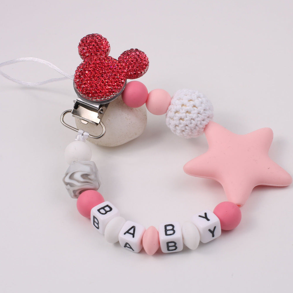 Five pointed star silicone pacifier chain pacifier chain baby products silicone pacifier clip baby teether anti-drop chain anti-drop belt